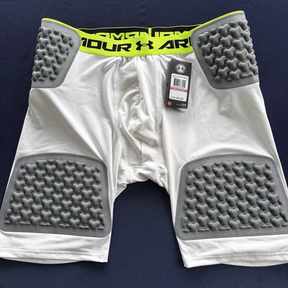 Under‎ Armour HeatGear 3XL Padded Compression Shorts Football White Gray NWT